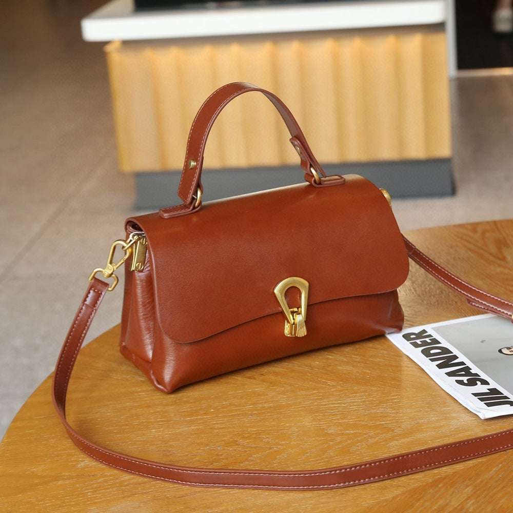 Vintage Vegetable Tanned Mini Leather Handbag Crossbody Bag