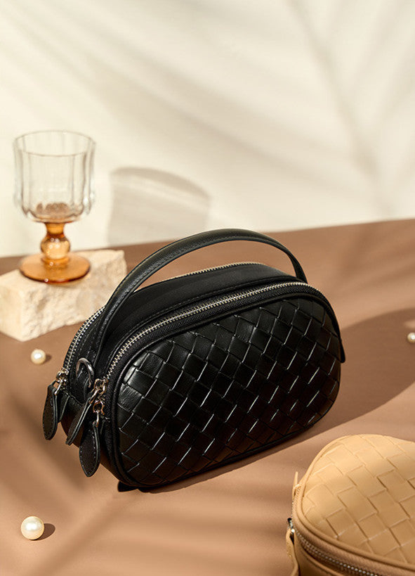 Small Woven Mini Top Handle Messenger Bag