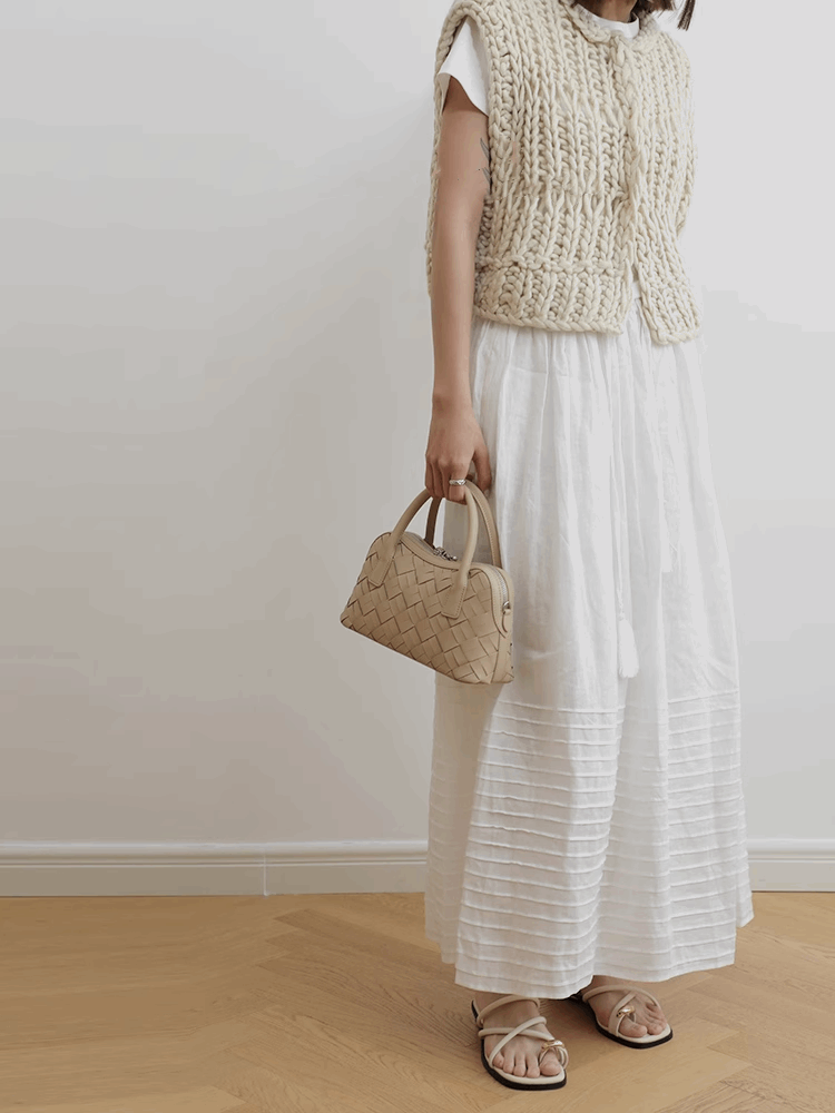 Simple Handmade Woven Handbag Leather Bag