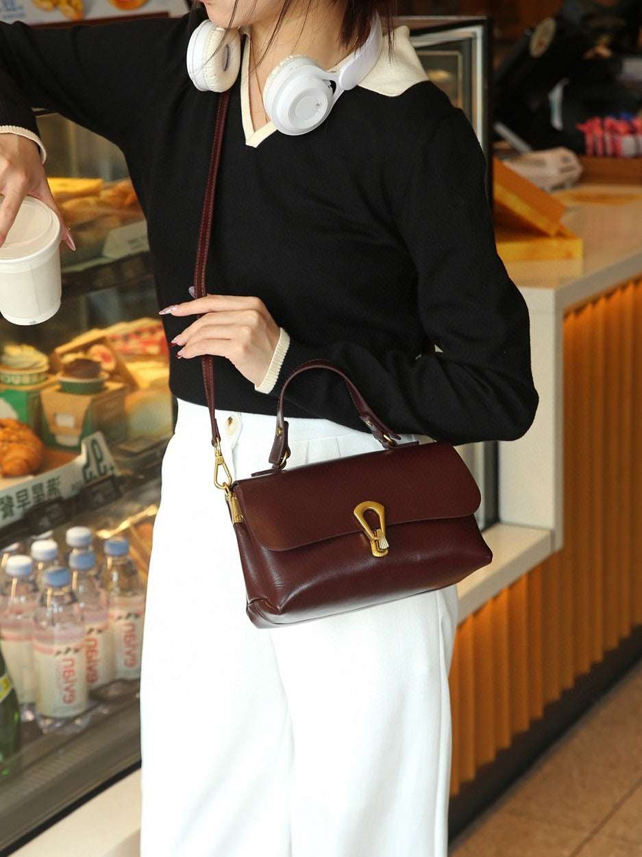 Vintage Vegetable Tanned Mini Leather Handbag Crossbody Bag