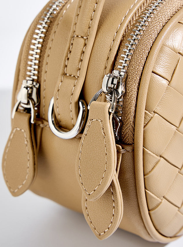 Small Woven Mini Top Handle Messenger Bag