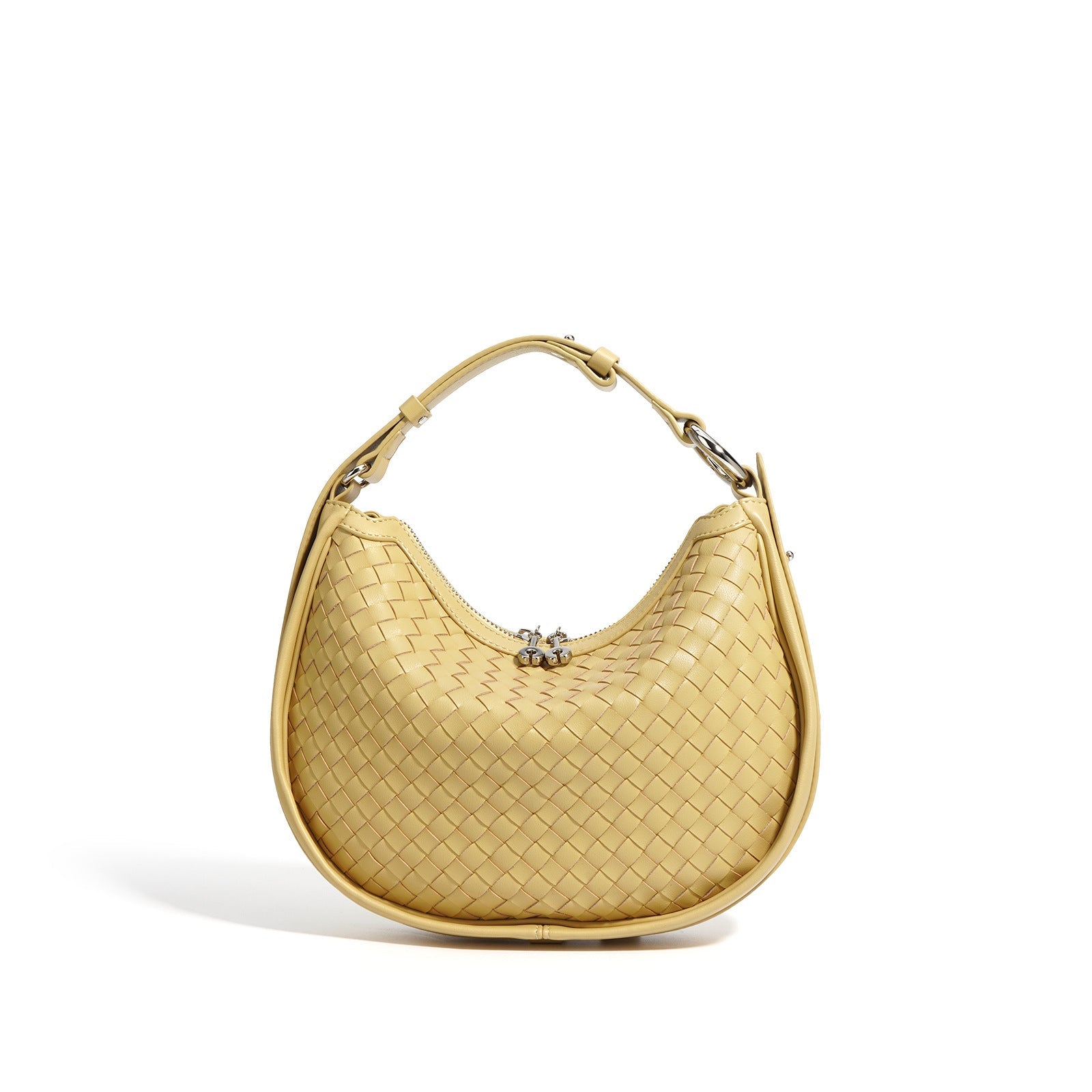 Classic Genuine Leather Bag Woven Crescent Handbag