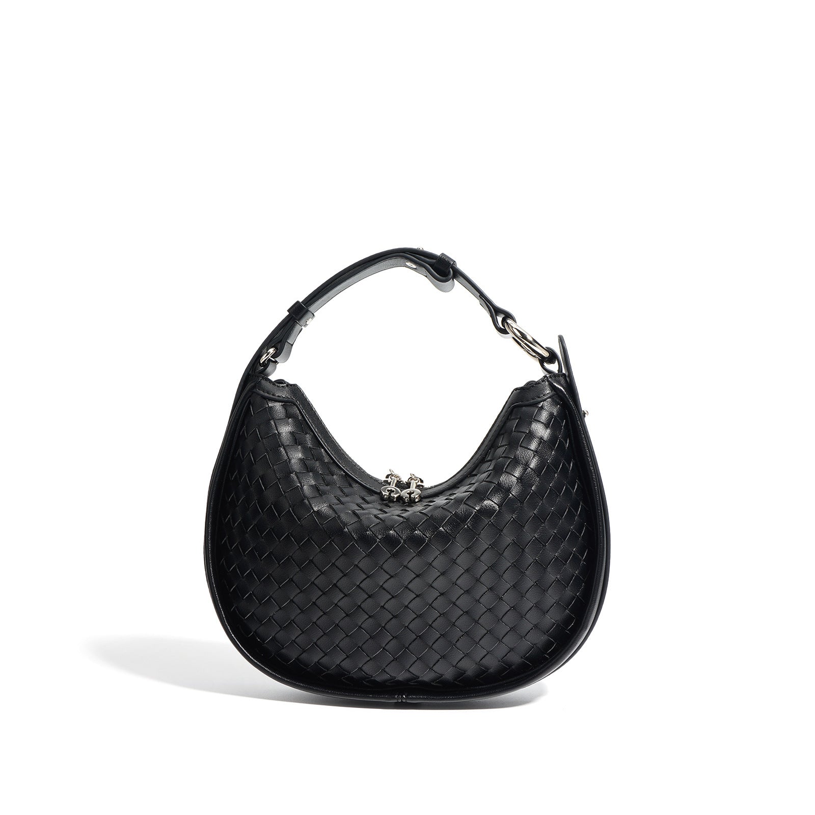 Classic Genuine Leather Bag Woven Crescent Handbag