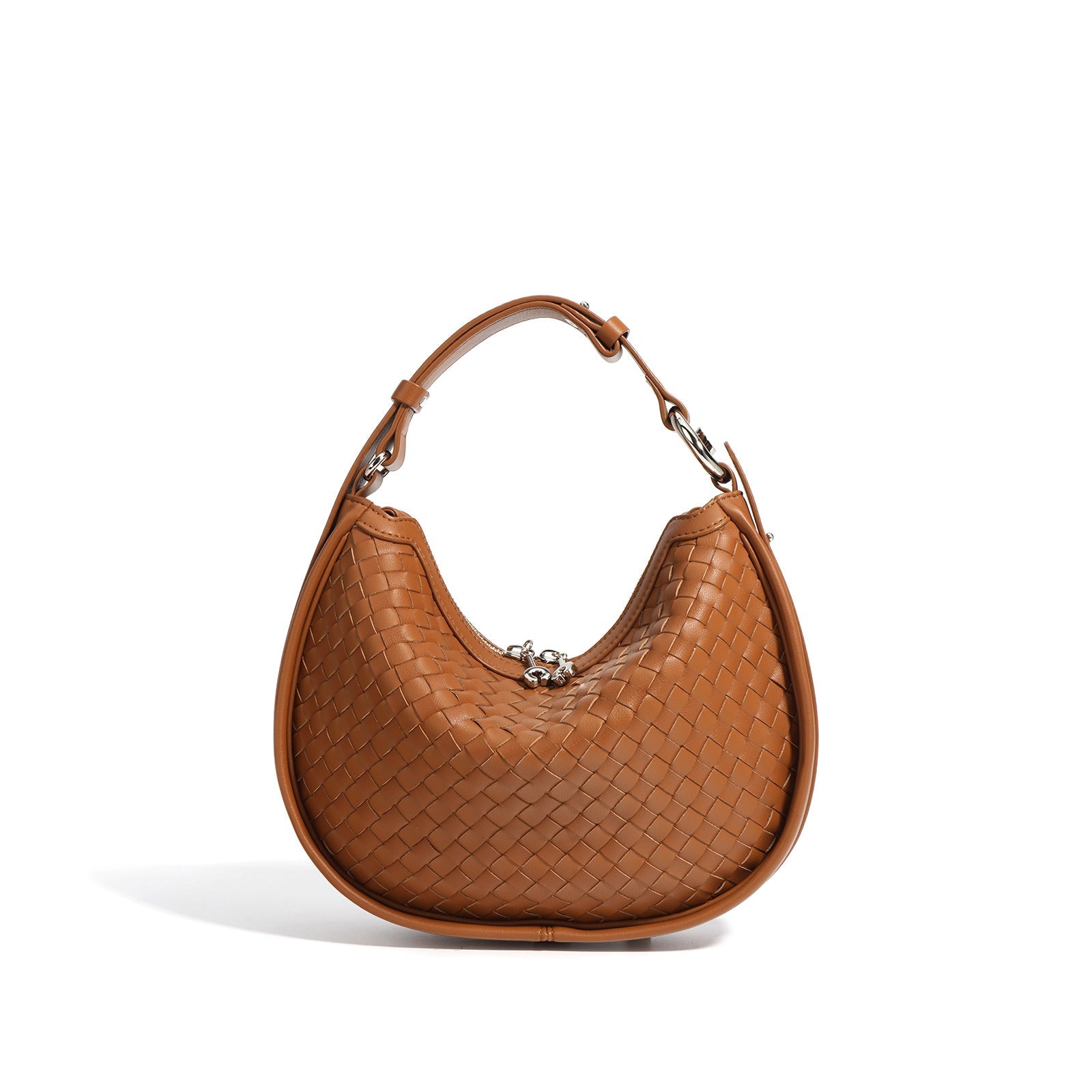 Classic Genuine Leather Bag Woven Crescent Handbag