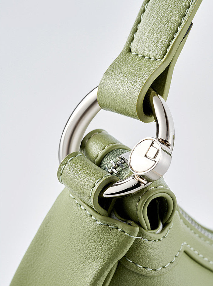 Classic Genuine Leather Bag Woven Crescent Handbag