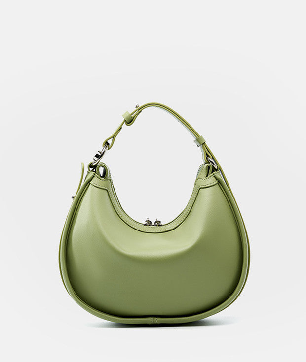 Classic Genuine Leather Bag Woven Crescent Handbag