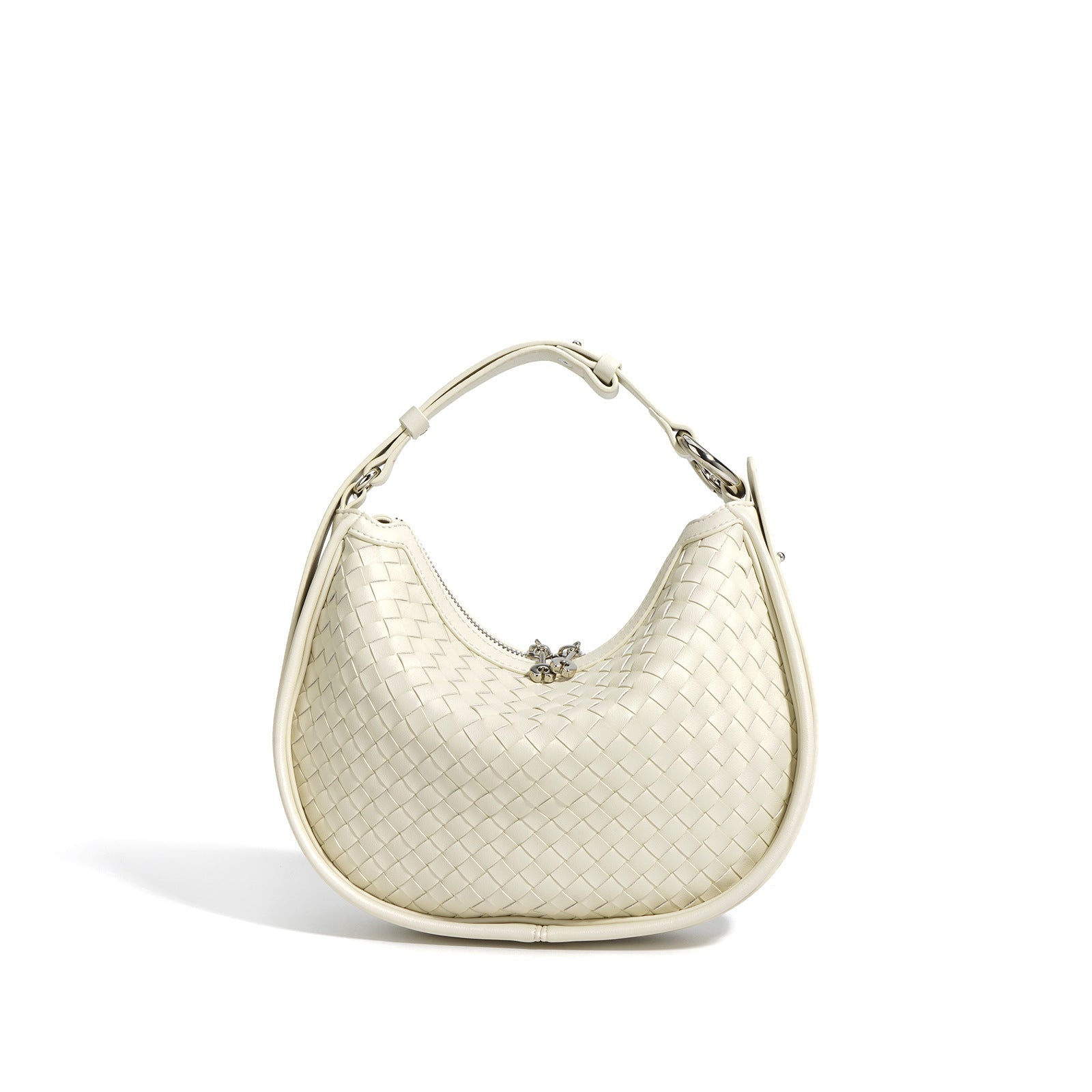 Classic Genuine Leather Bag Woven Crescent Handbag