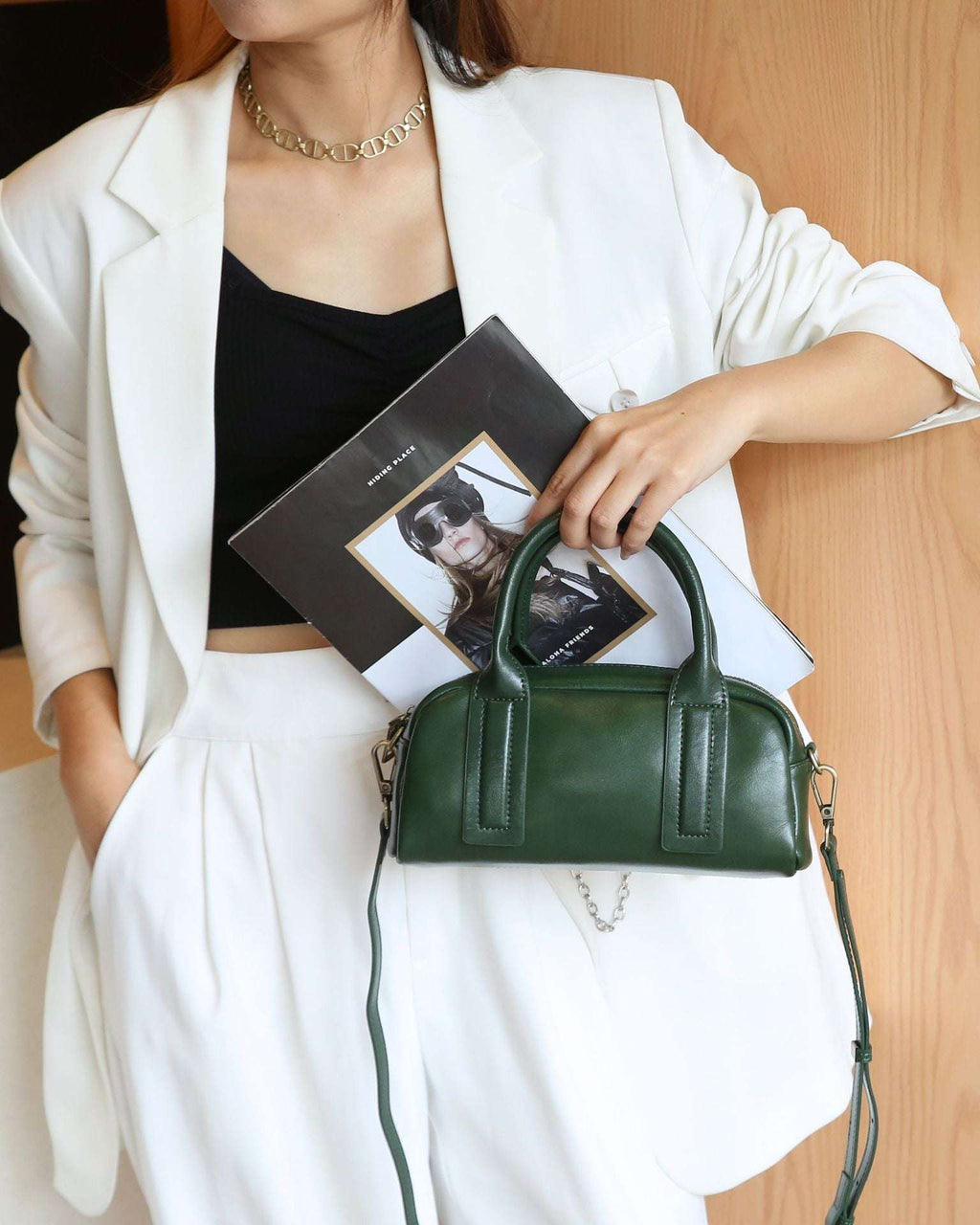 New Vegetable Tanned Mini Handbag Convertible Top Handle Bag Women's Messenger Bag