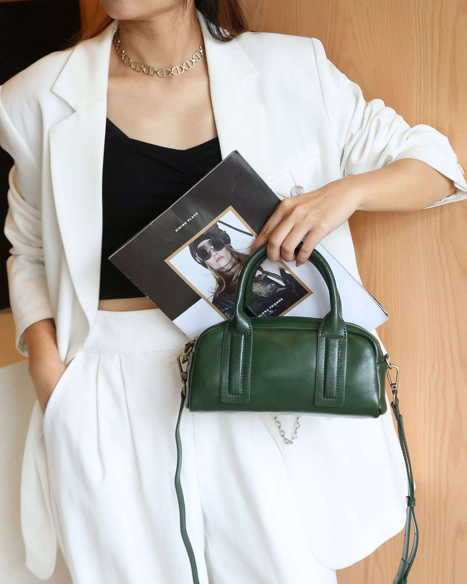 New Vegetable Tanned Mini Handbag Convertible Top Handle Bag Women's Messenger Bag