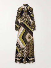 Load image into Gallery viewer, Vintage Statement Abstract Print Long Sleeve Maxi Dress
