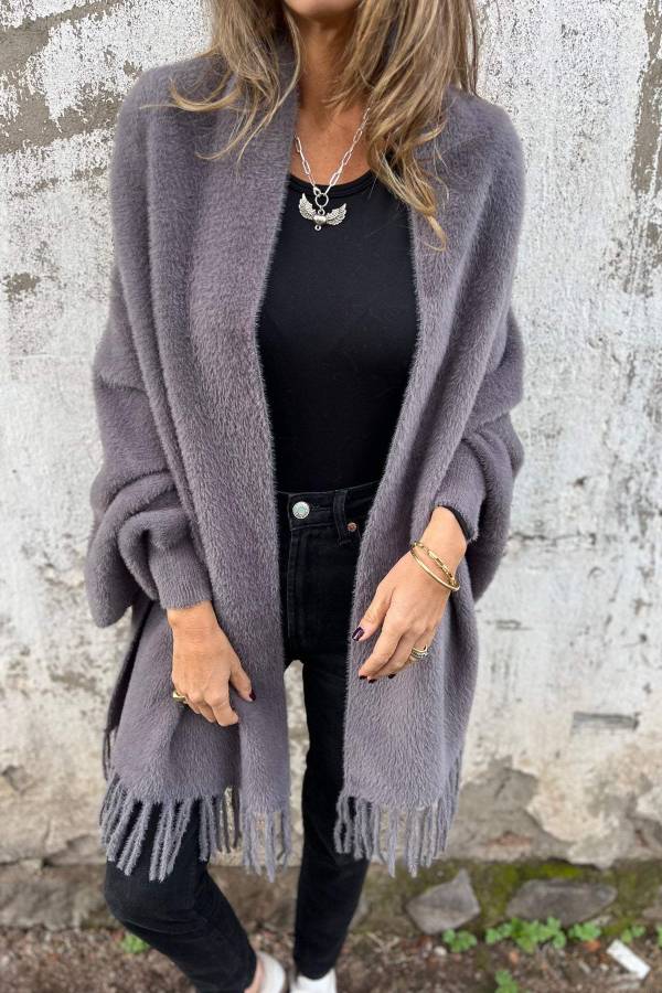 Tassel Trim Relaxed Shawl