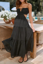 Load image into Gallery viewer, Sexy Spaghetti Straps Cut Out Tiered Midi Dress
