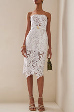Load image into Gallery viewer, Sexy Strapless Belt Midi Lace Dress
