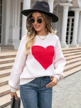Load image into Gallery viewer, Heart Graphic Round Neck Sweater
