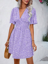 Load image into Gallery viewer, Printed V-Neck Half Sleeve Mini Dress

