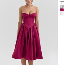 Load image into Gallery viewer, Elegant Strapless Sexy Sweetheart Neckline A-Line Fitted Waist Midi Dress
