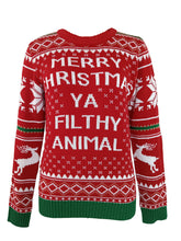 Load image into Gallery viewer, Merry Christmas Ya Filthy Animal Funny Home Retro Movie Knit Sweater
