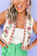 Load image into Gallery viewer, White Floral Embroidered Boho Vest
