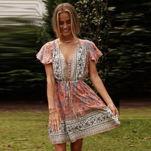 Load image into Gallery viewer, Blue Floral Print Mini Dress Sundress
