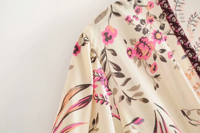 Boho Beige Floral Print High Low Dress