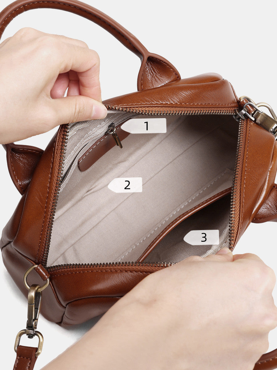 New Vegetable Tanned Mini Handbag Convertible Top Handle Bag Women's Messenger Bag