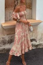 Load image into Gallery viewer, Sexy Floral Ruffle Off Shoulder Midi Dress
