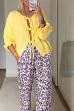 Load image into Gallery viewer, Yellow Flared Sleeve  Lace Up Cardigan

