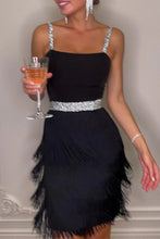 Load image into Gallery viewer, Sexy Sequins Straps Tassel Tiered Mini Party Dress

