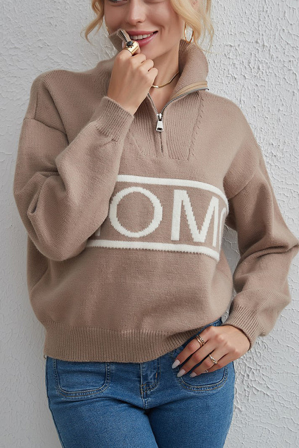 Elegant Design Letter Knit Sweater