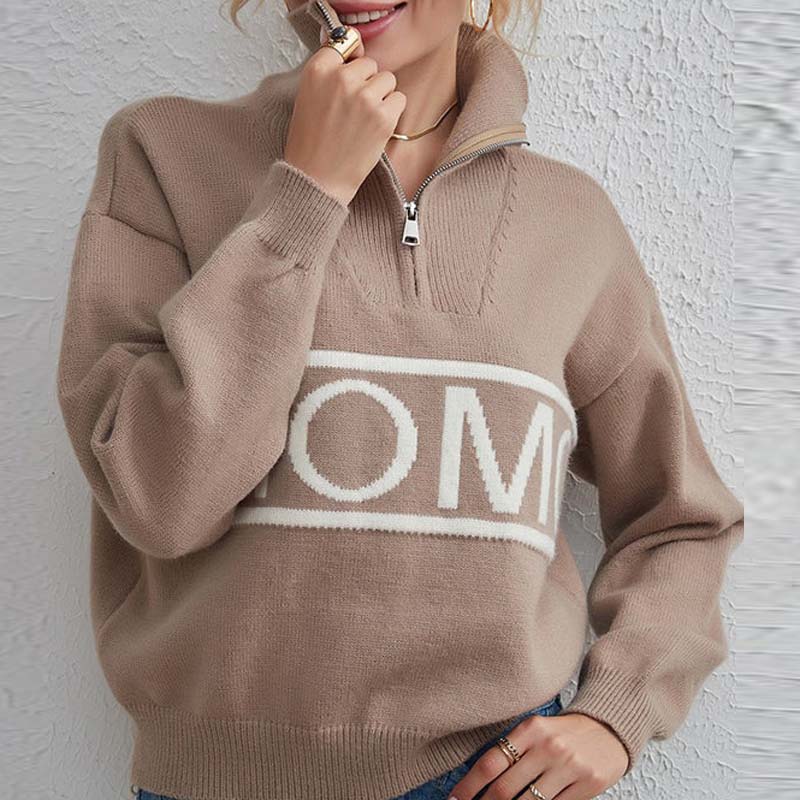 Elegant Design Letter Knit Sweater