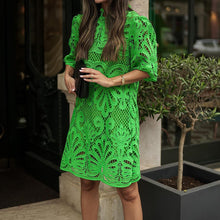 Load image into Gallery viewer, Embroidered Short Sleeve Hollow Out Mini Dress

