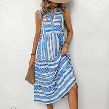Load image into Gallery viewer, Casual Bohemian Geometric Print Sleeveless Tiered Midi Dress
