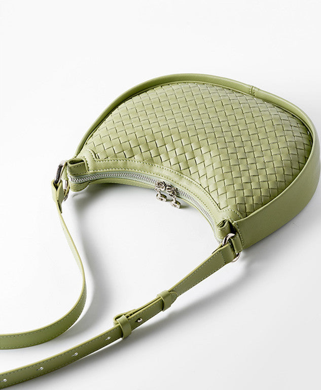 Classic Genuine Leather Bag Woven Crescent Handbag
