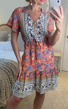 Load image into Gallery viewer, Pink Floral Print Mini Dress Sundress
