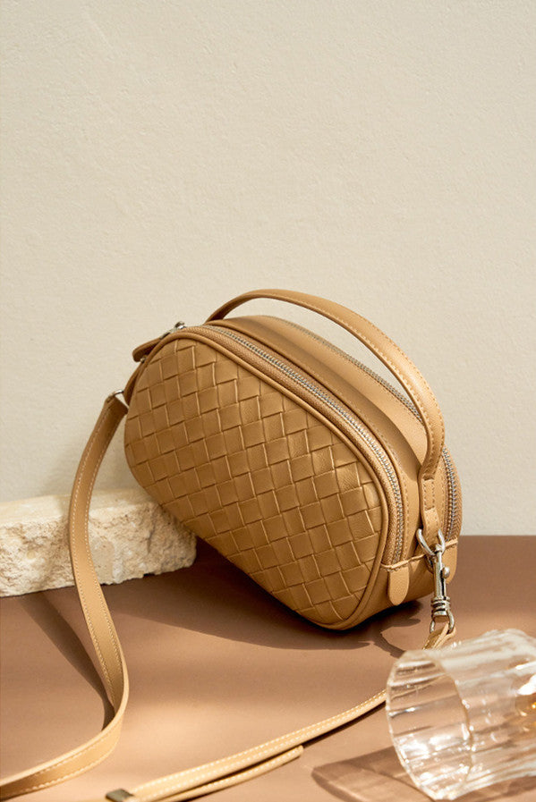 Small Woven Mini Top Handle Messenger Bag