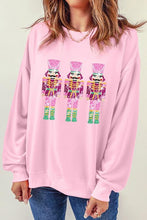 Load image into Gallery viewer, Pink Christmas Nutcracker Sequin Sleeve Sweatshirt
