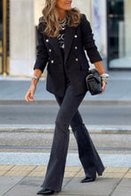 Load image into Gallery viewer, Black Lapel Buttons Tweed Blazer
