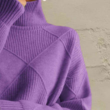 Load image into Gallery viewer, Geometric Turtleneck Long Sleeve Sweater
