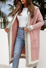 Load image into Gallery viewer, Casual Color Block Hooded Long Cardigan Sweater
