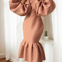 Load image into Gallery viewer, Long Lantern Sleeves V-neck Fishtail Mini Dress
