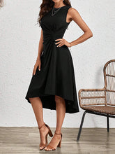Load image into Gallery viewer, Sleeveless Asymmetric Pleated Split-Joint Midi Dress
