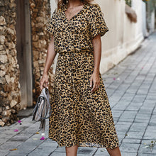 Load image into Gallery viewer, Vintage Short Sleeves Dots Print Buttons Down Midi Dress

