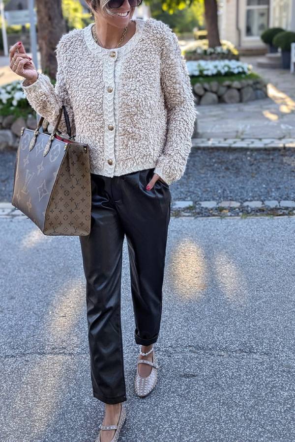 Beige Button Knit Cardigan