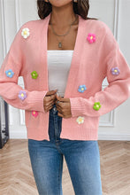 Load image into Gallery viewer, Peach Pink Hand Hook Flower Knitted Cardigan
