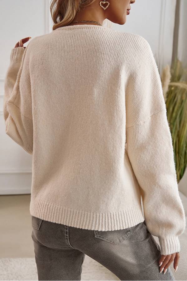Apricot Casual Loose Tied Cardigan Sweater