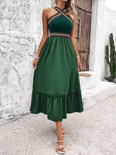 Load image into Gallery viewer, Embroidered Sleeveless Loose Halter-Neck Split Side Midi Dress
