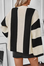 Load image into Gallery viewer, Contrast Striped Casual Loose Women&#39;s Knitted Cardigan
