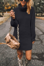 Load image into Gallery viewer, Turtleneck Long Sleeves Ribbed Knit Sweater Dress
