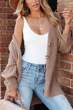 Load image into Gallery viewer, Khaki Solid Color Buttoned Down Casual Knitted Cardigan
