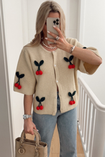 Load image into Gallery viewer, V-neck Cherry Embellished Cardigan Cropped Knitted Sweater
